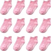 Aroveea Non Slip Grip Ankle Baby Socks 12 Pack for Toddler Boys and Girls Kids,Infant Cute Cotton Baby Socks