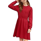 Cubear Girls Dresses Long Sleeve Knitted Button Front A-line Casual Fall Winter Dresses for Girls Thanksgiving Christmas
