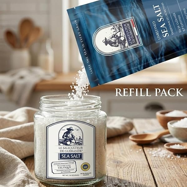 LE SALICULTEUR SEA SALT TRADITIONAL HARVEST- FRENCH ORGANIC MINERAL SALT 16OZ- HAND HARVESTESD AND UNREFINED COARSE GREY SEA SALT- PGI-CERTIFIED GROS SEL GRIS 1LB