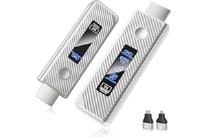 IRIDESCENCE DISCOURSE Upgraded Wireless HDMI Transmitter and Receiver, 164FT/50M Plug & Play Portable Extender, 4K Decode 1080P Output,Ultra Low Latency 5.8G + 2.4G for Streaming Video and Audio from Laptop/PC/TV/Projector