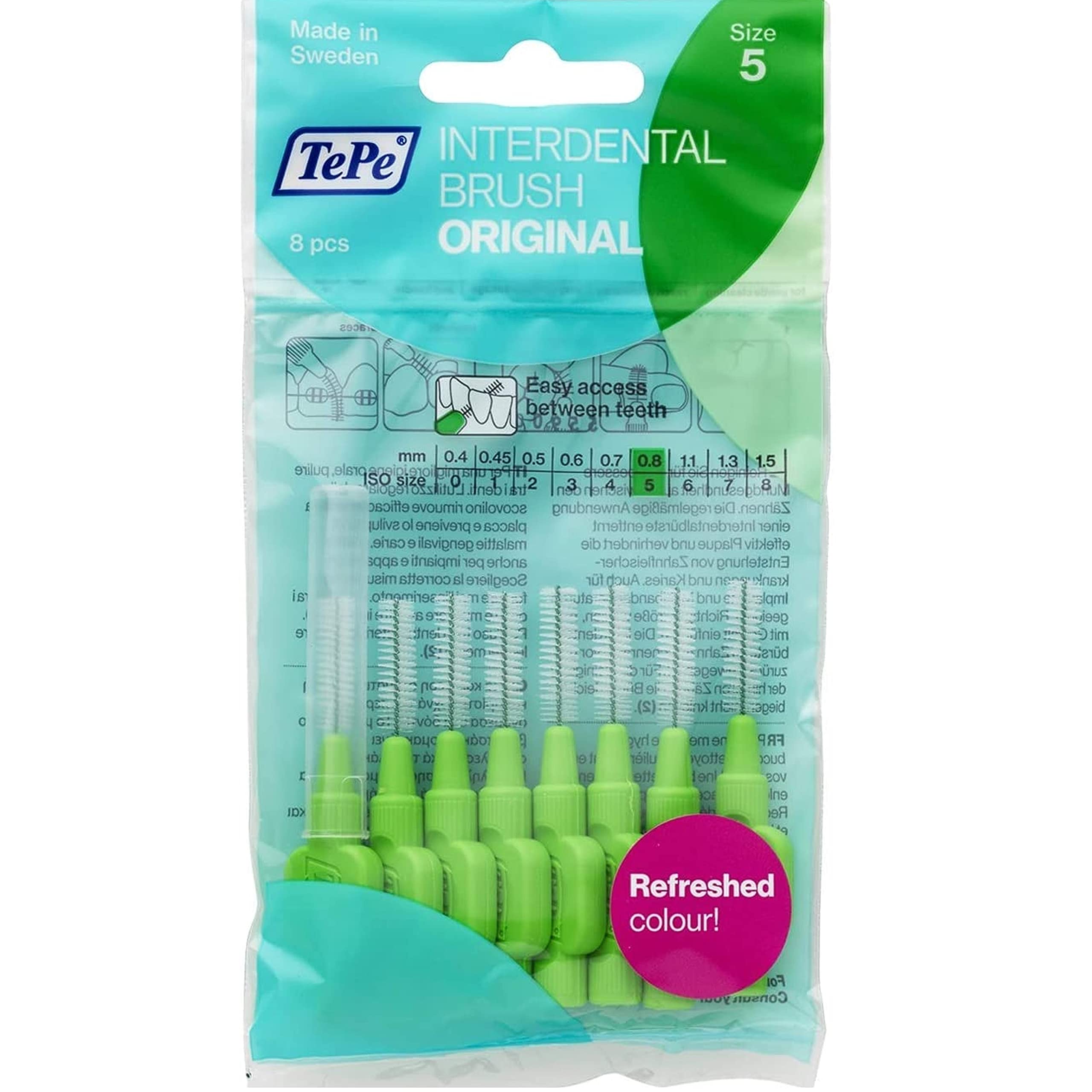 Tepe Interdental Brushes 0.8 mm Green - 4 Packs of 8 (32 Brushes)