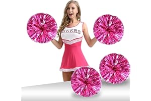 UEERDAND Pack of 4 Cheerleading Pom Poms 12 inch 80g Foil Plastic Metallic Cheerleader Pom Poms for Cheer Sport Kids Adults Team Spirit Cheering