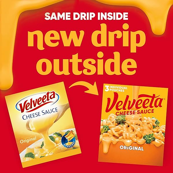 VELVEETA ORIGINAL CHEESE SAUCE POUCHES, 3 CT BOX WITH 4 OZ POUCHES
