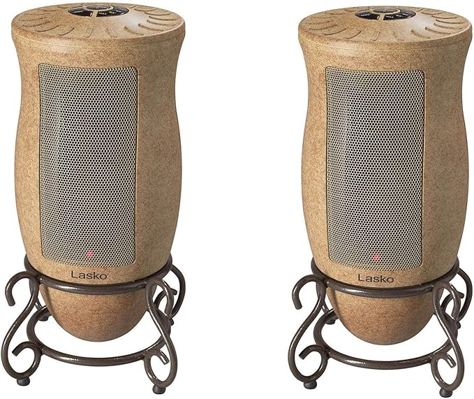 Amazon Com Lasko 1500w Designer Series Decorative Base Oscillating Ceramic Heater 2 Pack Home Kitchen