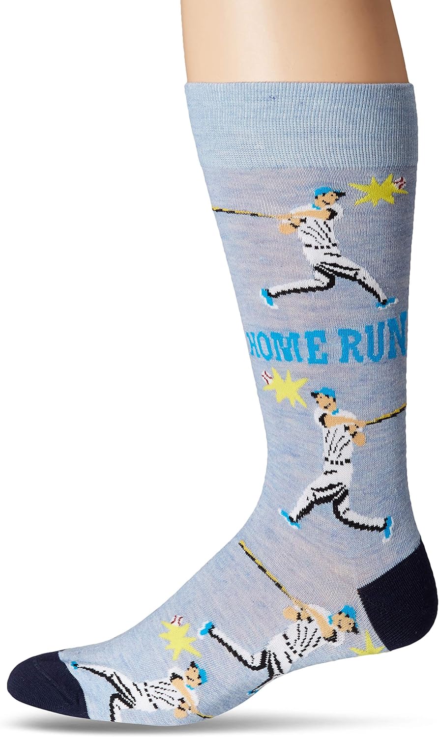 DAVCO Mens Novelty Crew Sock, baseball Player, One Size