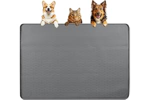Bartuke Dog Food Mat, Extra Large 40" x 28" Silicone Pet Feeding Mat with Raised Edge Pet Placemat for Small, Medium, and Large Pets Non-Slip, Easy to Clean (Dark Grey)