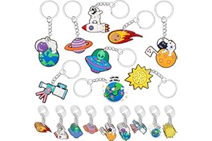 Sasylvia 36 Pcs Space Party Favors Keychains 9 Styles Outer Space Theme Birthday Party Decorations for Gift Accessories
