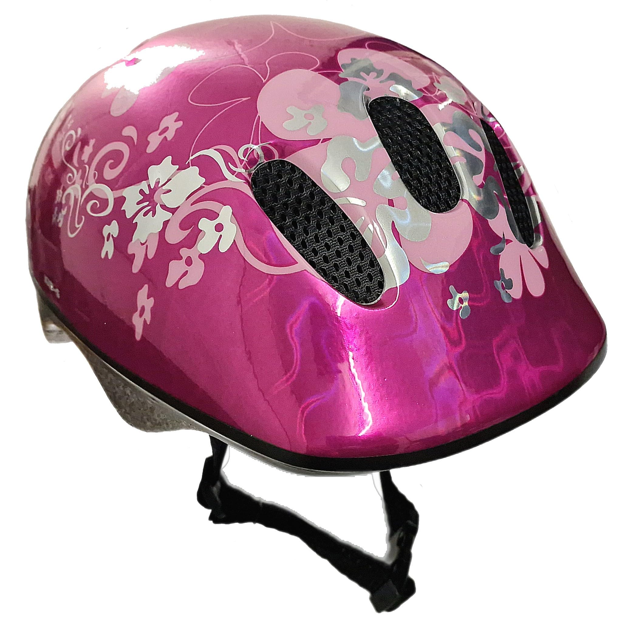 Sport Direct Pink Flower Kids/Childs Scooter/Bike/Bicycle Helmet S 52-57cm