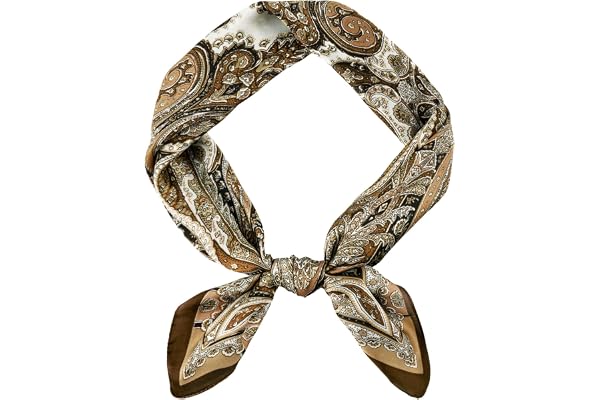 GERINLY Vintage Silk Feel Square Scarf for Men Satin Bandana Tiny Medallion Print Neckerchief Geometry Head Scarf
