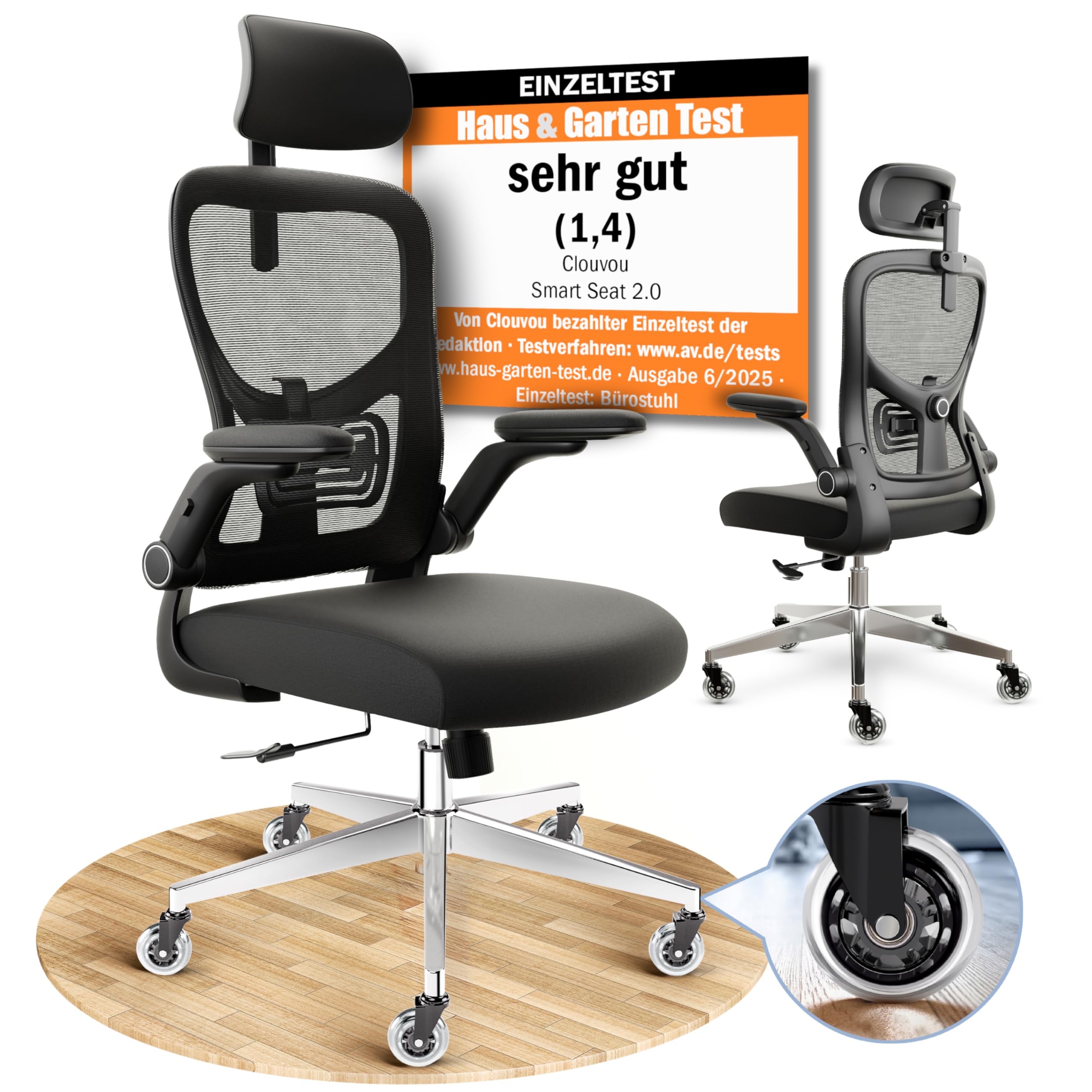 CLOUVOU SmartSeat Bürostuhl Ergonomisch [TESTSIEGER] Schreibtischstuhl 100% individuell einstellbar | Büro Stuhl & Gaming Stuhl | Computerstuhl Home Office Chair Ergonomic | Drehstuhl 150 kg