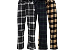 Andrew Scott Men's 3 Pack Cotton Flannel Fleece Brush Pajama Sleep & Lounge Pants