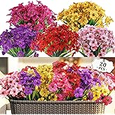 FGSAEOR 20 Bundles Artificial Flowers for Outdoors or Indoor, No Fade Fake Flowers Faux Plants for Decoration Hanging Planters,Porch Window Box Garden Wedding Farmhouse (Mix 5 Colors)