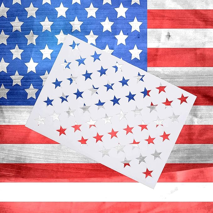 9 Pieces American Flag 50 Stars Stencil Template for Flag
