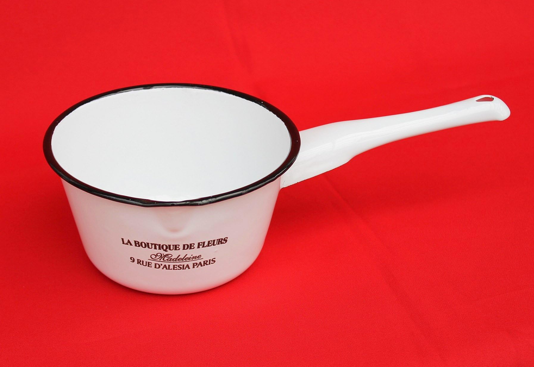Pot with Handle 51227 White Enamelled Enamel Casserole