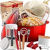 Enameled Cast Iron Dutch Oven Pot with Lid, Incl. Sourdough Bread Baking Supplies Like Banneton Bread Proofing Basket, Starter Jar, Bread Lame, 5QT Dutch Oven for Bread Baking, Oven Safe up to 500°F