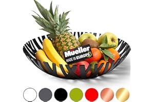 MUELLER AUSTRIA MUELLER Fruit Basket, Modern Fruit Bowl Made in Europe, Decorative Centerpiece Bowl for Home Decor, Ideal Fruit Bowl for Kitchen Counter, High-end Look, Black