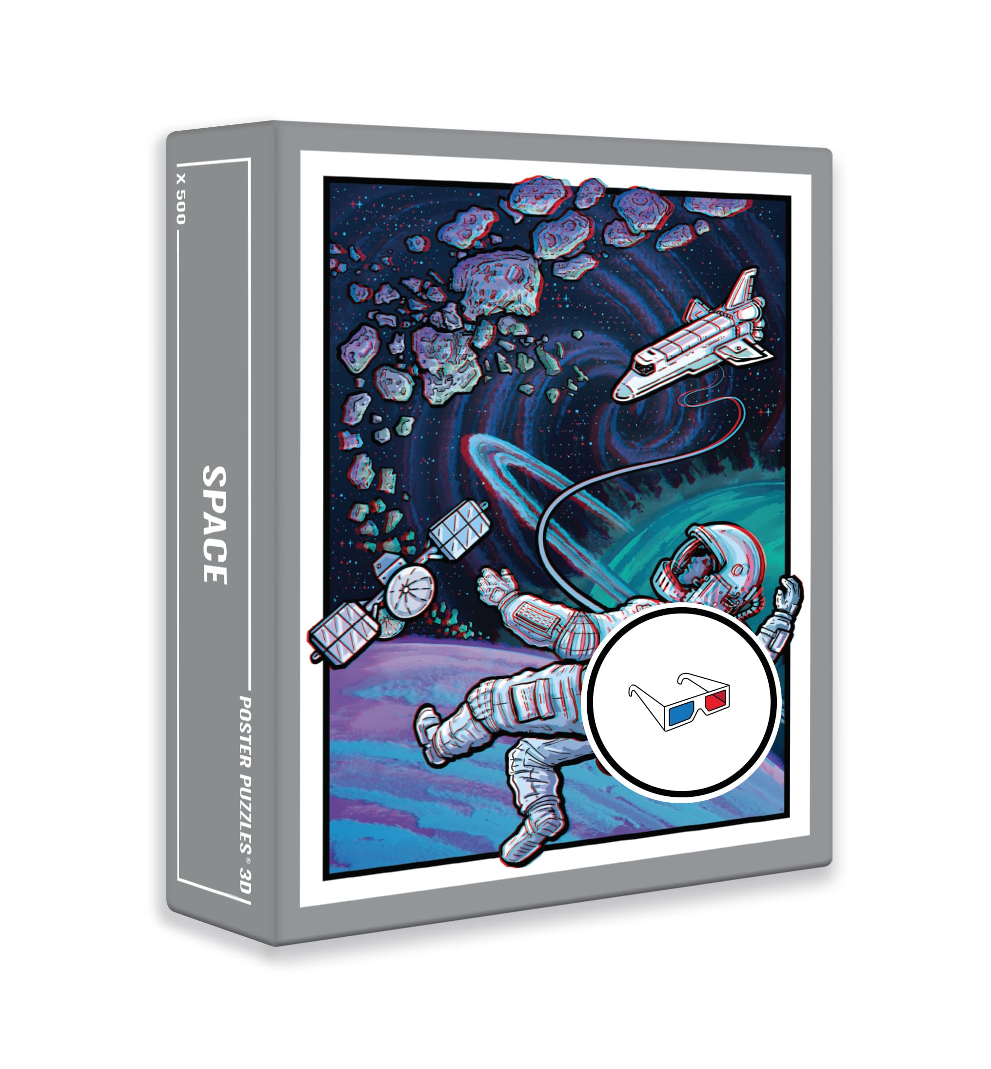 Cloudberries Space Puzzle, Cool 3D Space Jigsaw Puzzle, 500 Piece Solar System Jigsaw with an Astronaut, Space Shuttle and Planets, 3D Jigsaw Puzzles for Adults