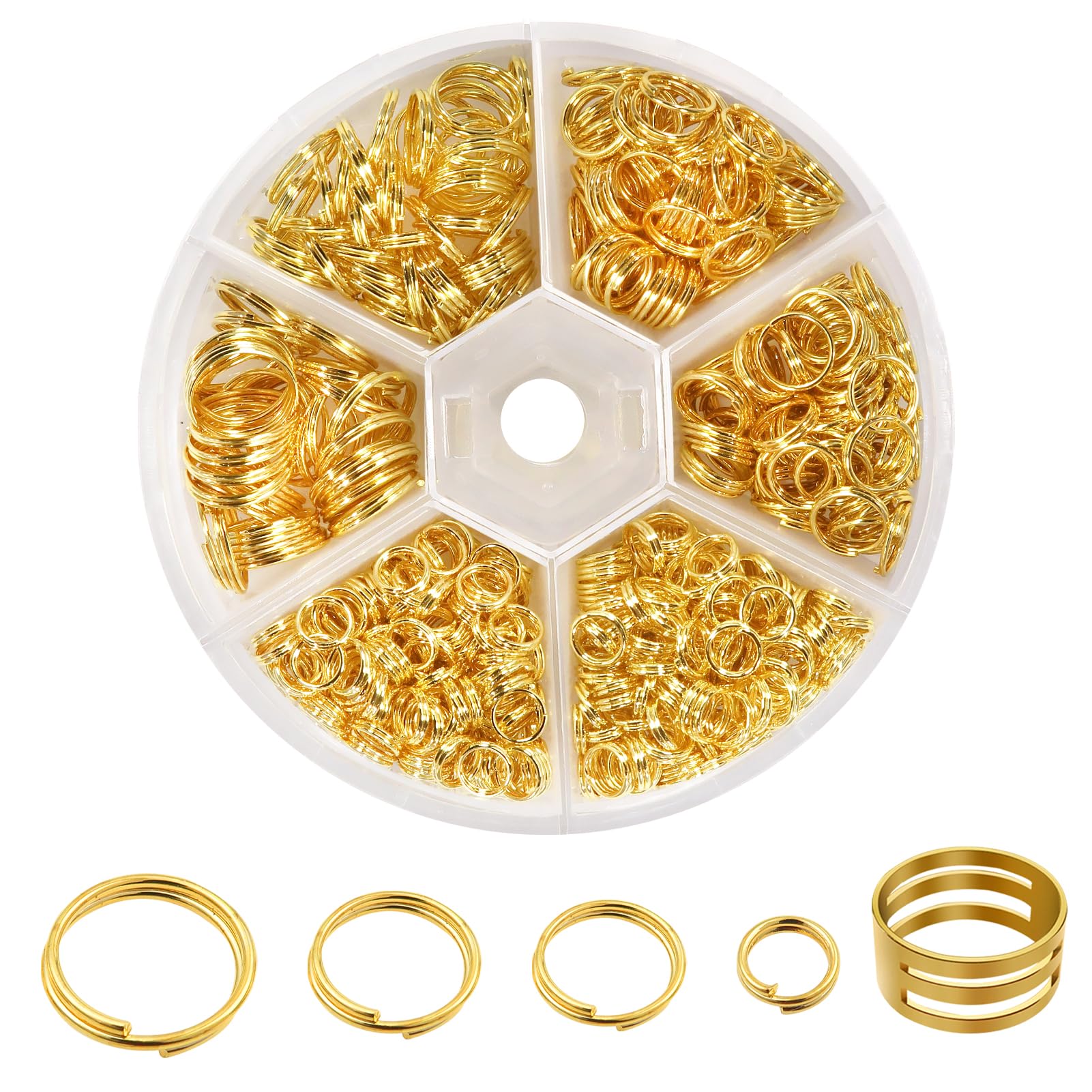 TOAOB 1020pcs Double Jump Ring Metal Open Jump Ring Jewellery Connector Links Gold 4mm 5mm 6mm 8mm 10mm 12mm with Storage Box ement for manufacturing de Bijoux