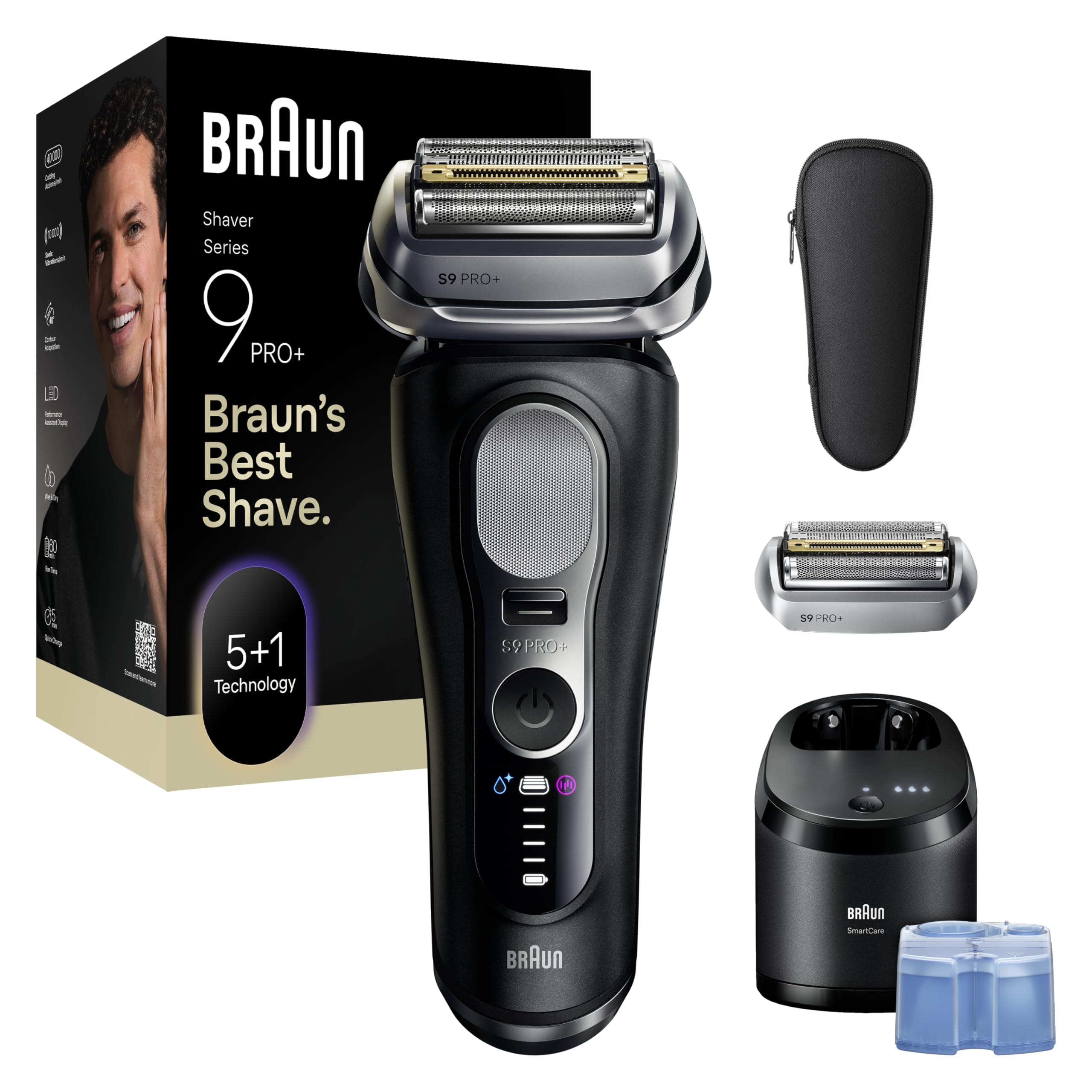 Photo 1 of Braun Series 9 PRO+ Electric Shaver, Pro SensoAdapt, 6in1 SmartCare Center, Wet & Dry Razor, 9660CCPS, Black
