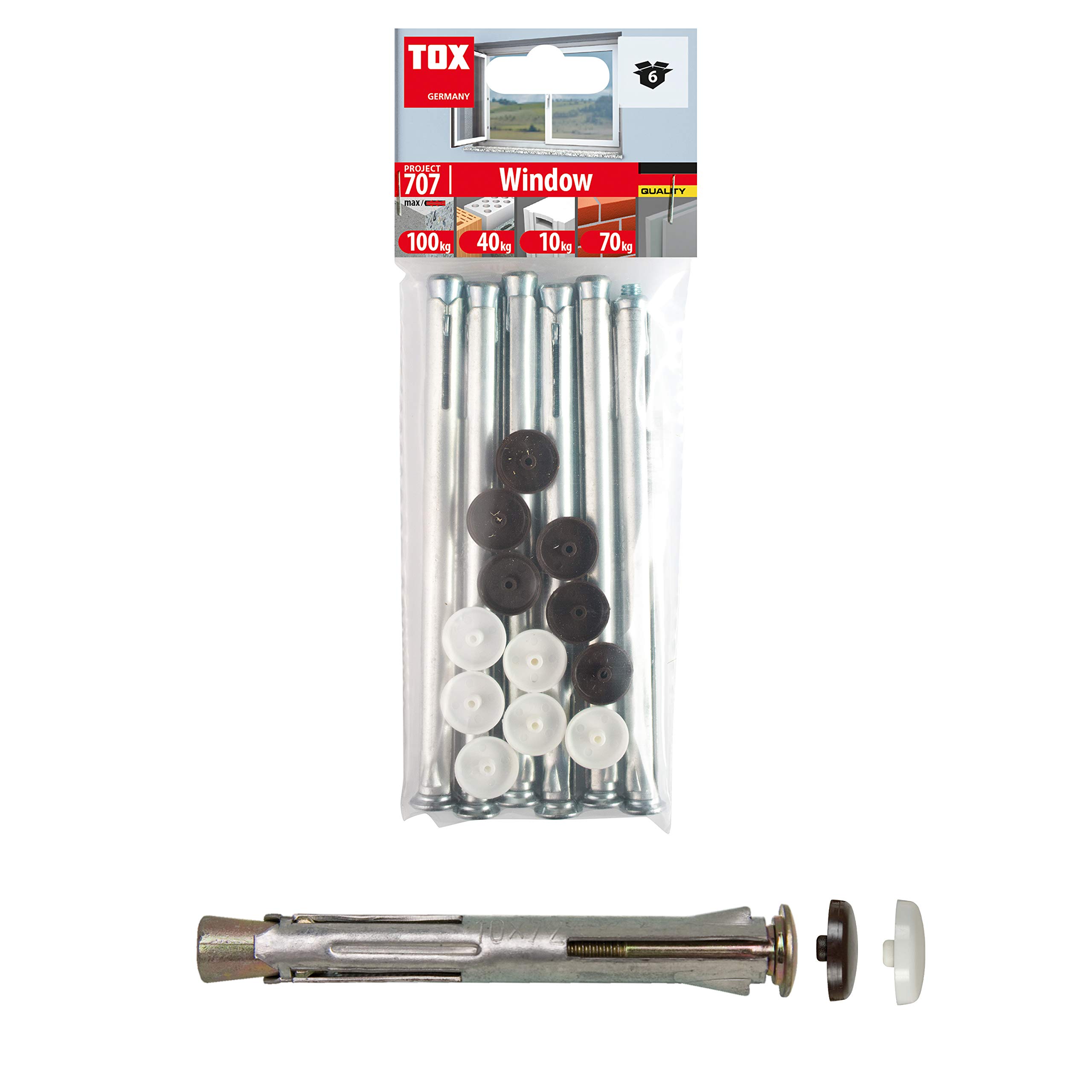 TOX metal frame dowel Window 10 x 112 mm, 6 pieces, 027601141