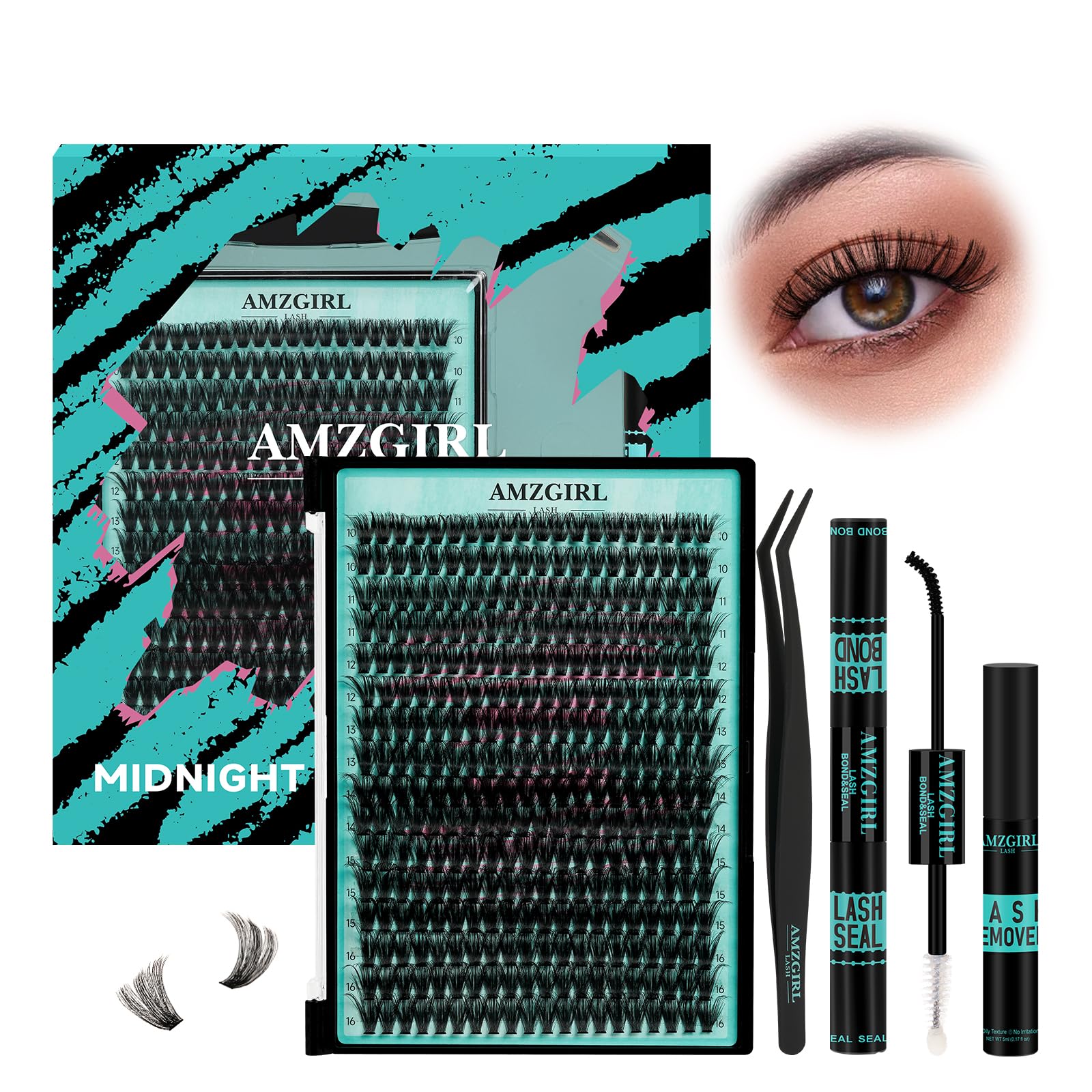 Lash Extension Kit 320Pcs,DIY Individual Lashes Clusters Kit,Lash Bond And Seal,Lash Remover For Eyelashes Extensions,Lash Applicator Tool For False Eyelash Cluster Kit At Home(60D,D-Mix10-16mmKit) — image 1