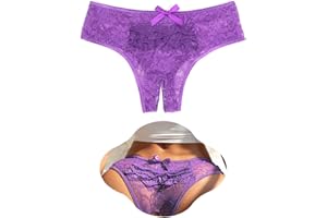 ohyeahlady Sexy Crotchless Lace Underwear Cheeky Plus Size Hipster Thong Briefs Panties for Women