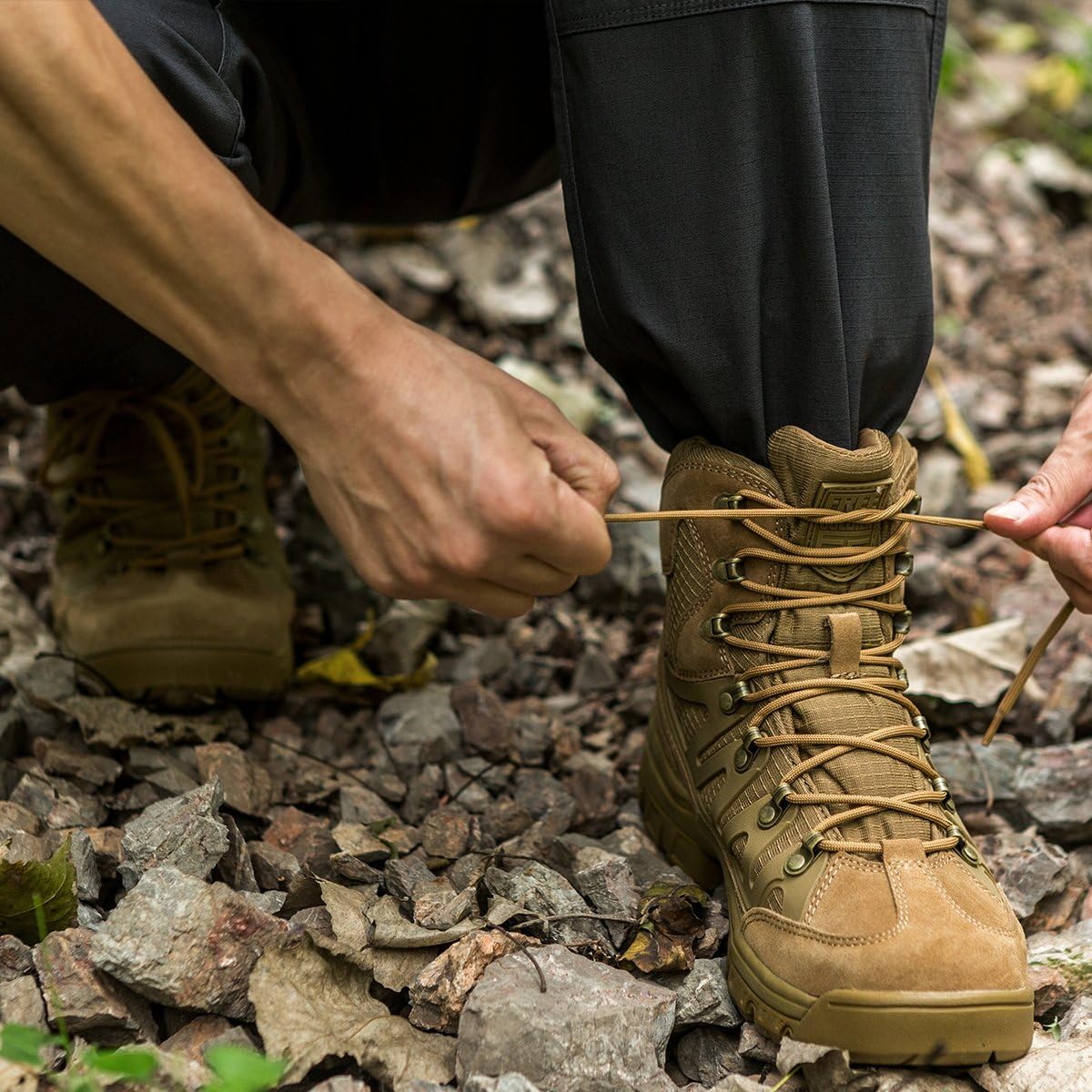 FREE SOLDIER Outdoor Men's Tactical Military Combat Ankle Boots Waterproof Lightweight Mid Hiking Boots (Waterproof Coyote Brown 10 M US): Sports & Outdoors