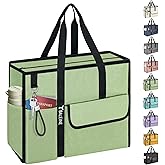 BALEINE Large Utility Tote Bag with Reinforced Bottom, Multi Pockets Foldable Tote Bag for Nurse, Travel, Work