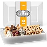 Exquisite Plastic Serving Trays For Party - 20 Pcs 7.5 Inch Clear Serving Platters, Plastic Trays For Food, Clear Tray, Food Tray Disposable Platters For Parties, Catering & Buffet