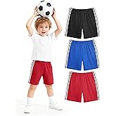 WRYGRTA 3 Pack Toddler Boy Athletic Shorts Boys Soccer Shorts Basketball Short Pants with Pockets Size 2-5T