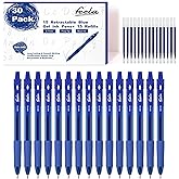 feela 30 Pack Retractable Blue Ink Gel Pens Set Medium Point 15 Piece Fine Point Gel Pen with 15 Refills for Smooth Writing