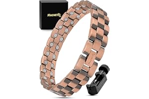 MagnetRX® Pure Copper Magnetic Therapy Bracelet - Magnetic Copper Bracelets for Men for Arthritis and Joint Pain Relief - Adjustable Length with Sizing Tool (President Style)