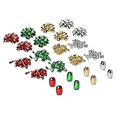 American Greetings Ribbon and Bows for Gift Wrapping, Red, Green, Silver and Gold (24-Count)