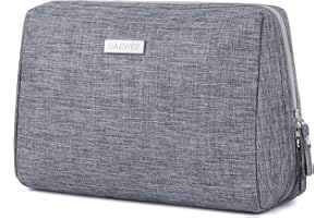 NARWEY Large Makeup Bag Zipper Pouch Travel Cosmetic Organizer for Women (Large, Grey)