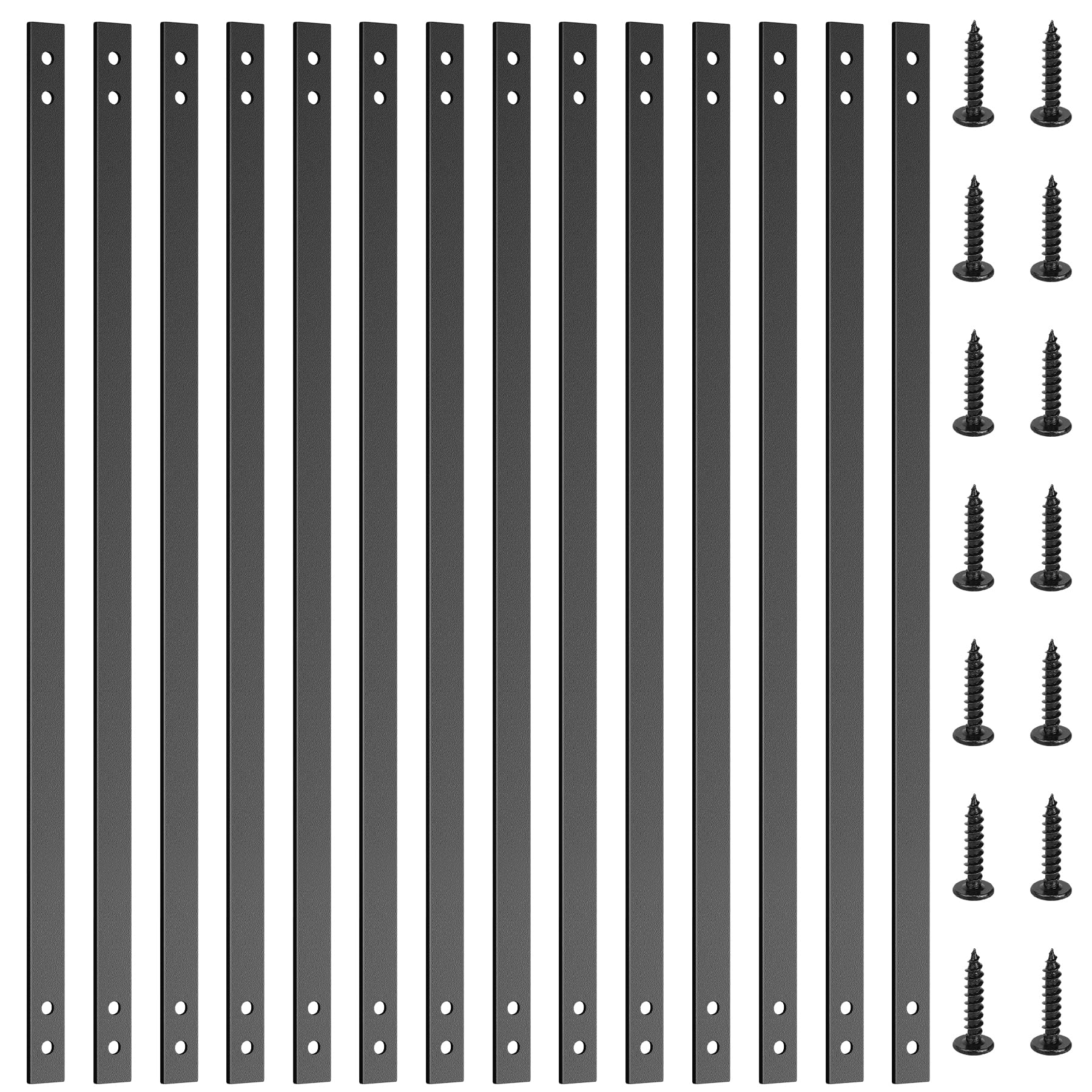 Photo 1 of Akenow 51 Pack Deck Balusters for Deck Railing, 36"X1" Heavy Duty Cast Iron Stair Railing, Flat Straight Baluster with Screws, Compatible with Wood & Composite Deck for Porch, Fence, Patio