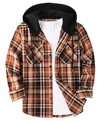 ZITY Men's Flannel Hoodie Shirts Casual Button Down