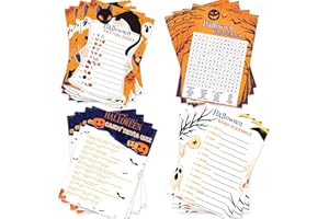 Ayhuhra Halloween Party Games 129pcs Halloween Card Games for Adults/Teens Word Scramble Word Search Candy Trivia Card Games for Halloween Birthday Party Activity Classroom Ice Breaker