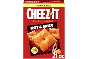 Cheez-It Baked Snack Crackers, Lunch Snacks, Family Size, Hot and Spicy, 21oz Box (1 Box)
