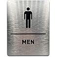 Men Bathroom Sign by GDS - ADA Compliant, Wheelchair Accessible, Raised Icons, & Grade 2 Braille - Includes Adhesive Strips for Easy Installation - Bathroom Signs for Business, Restroom Sign, Restroom Signs for Business - 6" W x 8" H (Brushed Aluminum) - Made in USA