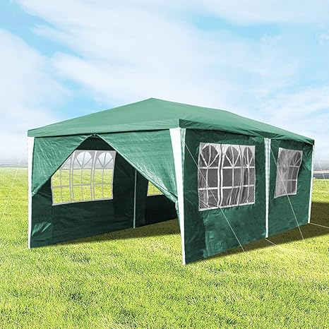 wolketon Pavillons 3x6 m Partyzelt Gartenpavillon mit 6 Seitenwänden 100G PE Grün Gartenzelt für Garten/Party/Hochzeit/Pickni