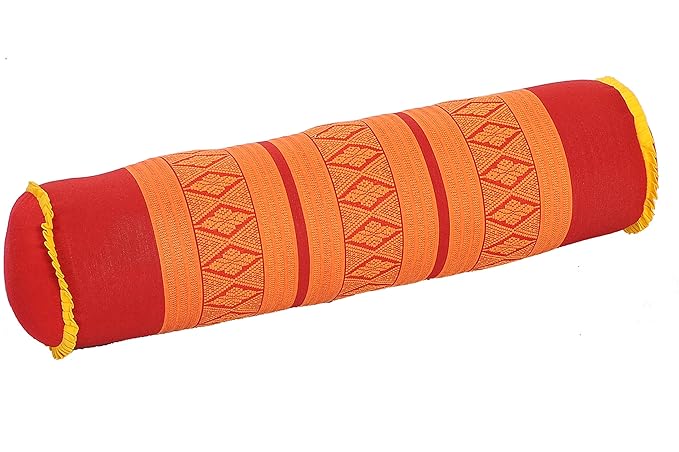 Thaikissen Nackenrolle 50x13 mit Füllung aus Kapok Yoga Bolster Yogakissen Rolle rot orange feste Kissenrolle