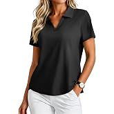 PINSPARK Womens Golf Shirt Short Sleeve Polos UPF 50+ Collared Tennis Tops | Quick Dry, Breathable, Strecth, Lightweight, V-Neck Workout Top, Moisture Wicking Activewear Shirts, for Pickleball Athletic