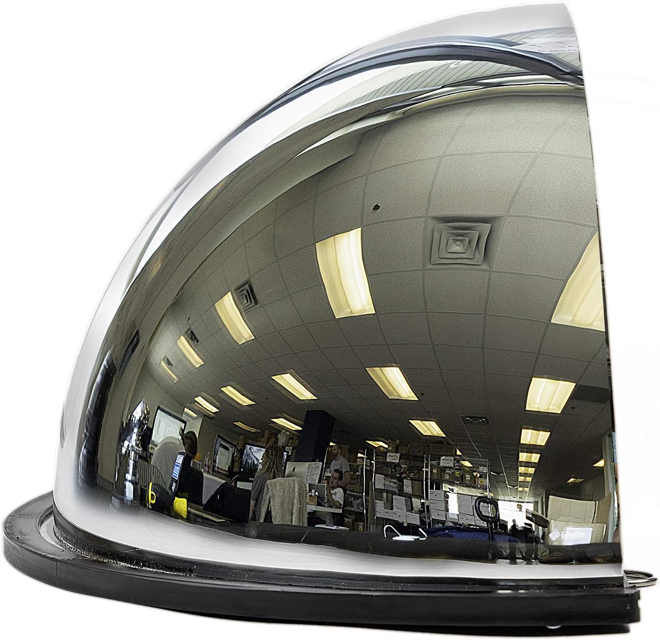18” Acrylic Bubble Half Dome Mirror with Black Rim, Round Indoor