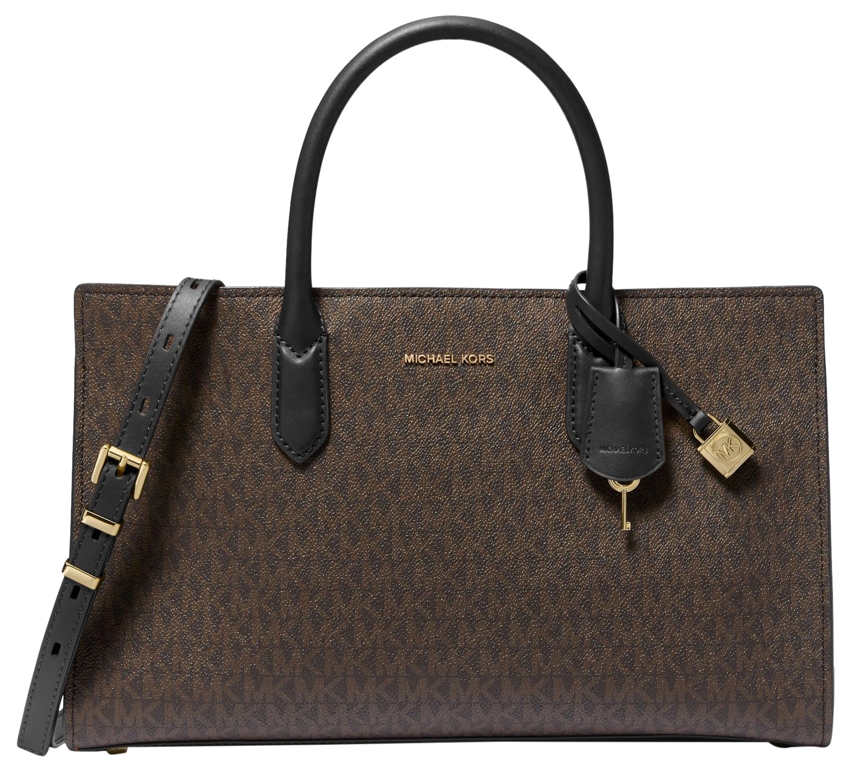 Michael Kors Scarlett Medium Satchel, Gold-Tone Hardware/Brown/Black