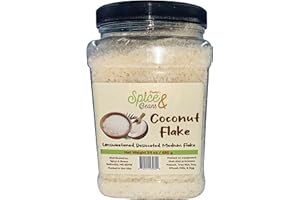 Unsweetened Coconut Flakes | Desiccated Dry Medium Flake | Made in America | by Dasher's Spice & Beans | 1.5 lb. Container