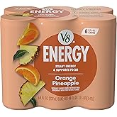 V8 +Energy Healthy Energy Drink, Natural Energy from Tea, Orange Pineapple, 8 Oz Can, 6 Count