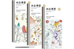 Mini Paint Pad, 3 Set 3 x 7" Kids DIY Watercolor Paint Book, Cute Mini Watercolor Pad, Protable Workbook, Tearable Coloring B