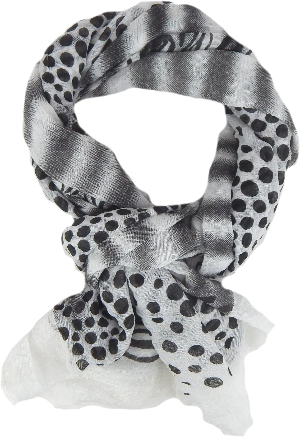 Ella Jonte Scarf shawl woman ivory black with animal print and polka dots casual-style