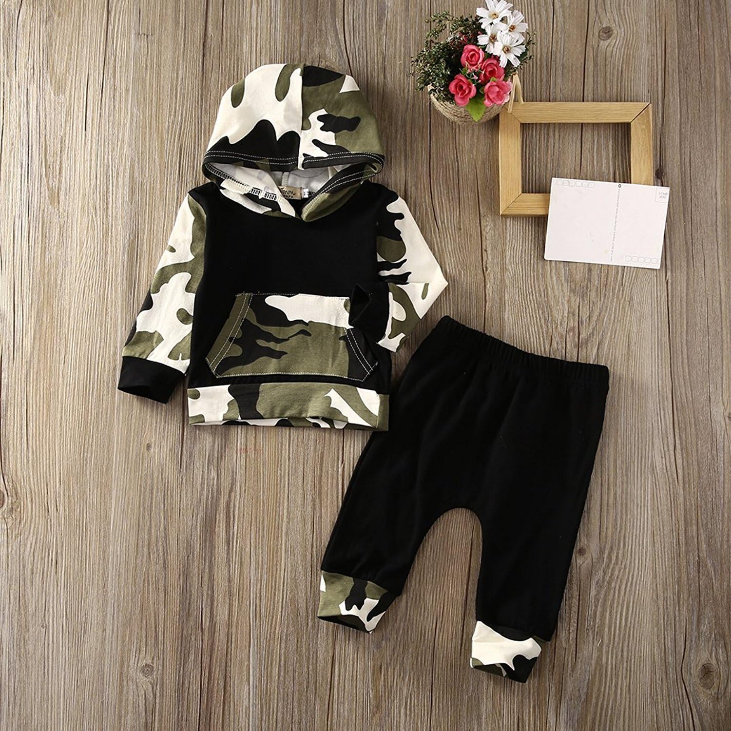 Infant Baby Boys Camouflage Hoodie Tops +Long Pants Outfits Set Clothes 0-3Y: Clothing