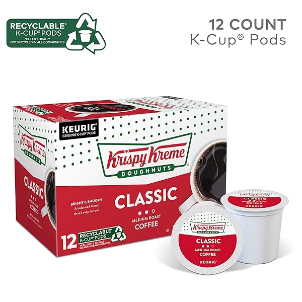 KRISPY KREME CLASSIC KEURIG SINGLE-SERVE K-CUP PODS, MEDIUM ROAST COFFEE, 12 COUNT